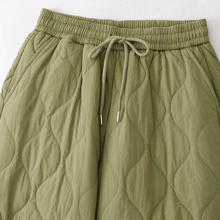 Buddha Stones Women's Plain Elastic Cuff Design Drawstring Thermal Thickened Pants With Pockets - image 13