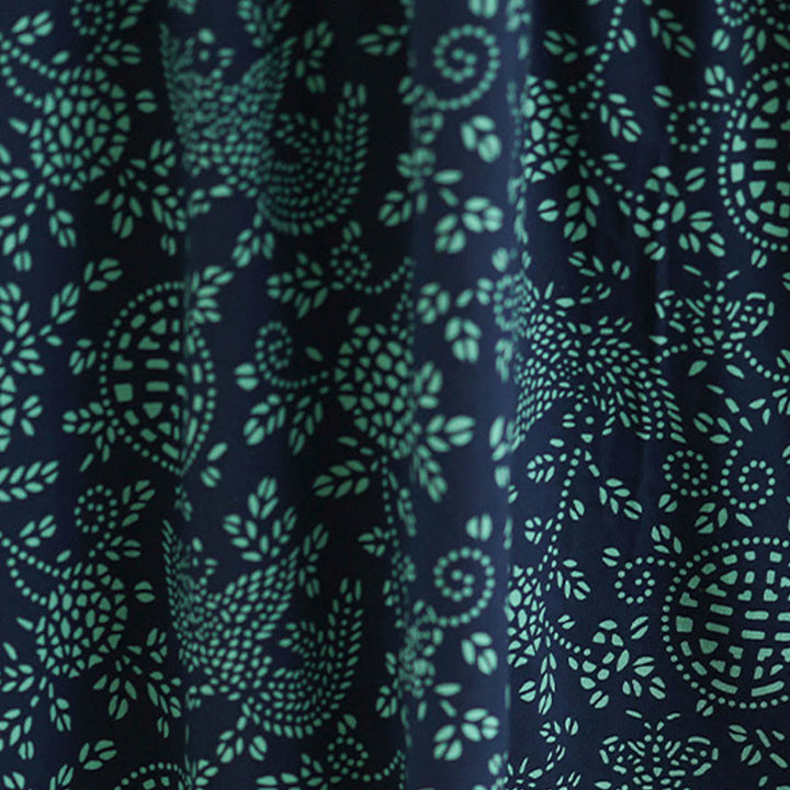 Buddha Stones Printed Floral Long Sleeve Stand Collar Cotton Maxi Dress With Pockets - image 7