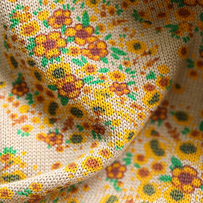 Buddha Stones Women's Knitted Floral Cotton Ribbed Hem Long Sleeve Mock Neck Sweater - image 7