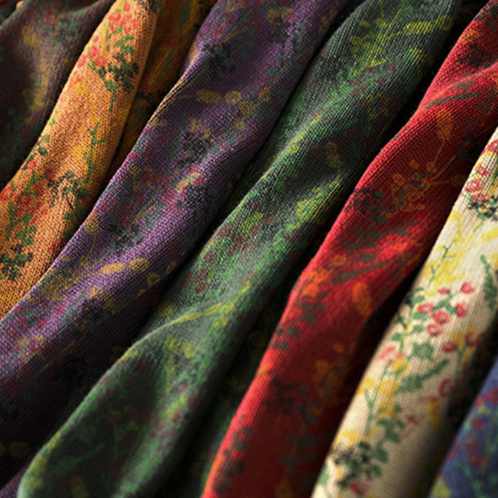 Buddha Stones Knitted Plant Pattern Long Sleeve Mock Neck Women's Cotton Sweater - image 24