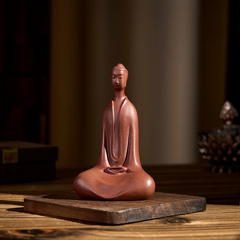 Buddha Stones Formless Buddha Purple Clay Serenity Home Desk Decoration 5.7*9.6 cm - image 2