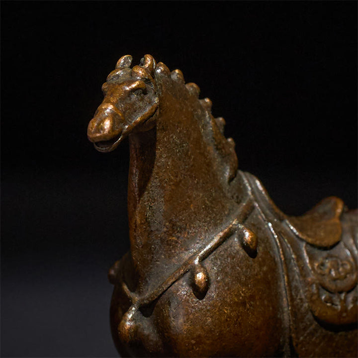 Buddha Stones Ancient Brown Year of the Horse Alloy Home Decoration 5.8*4.7 cm - image 5