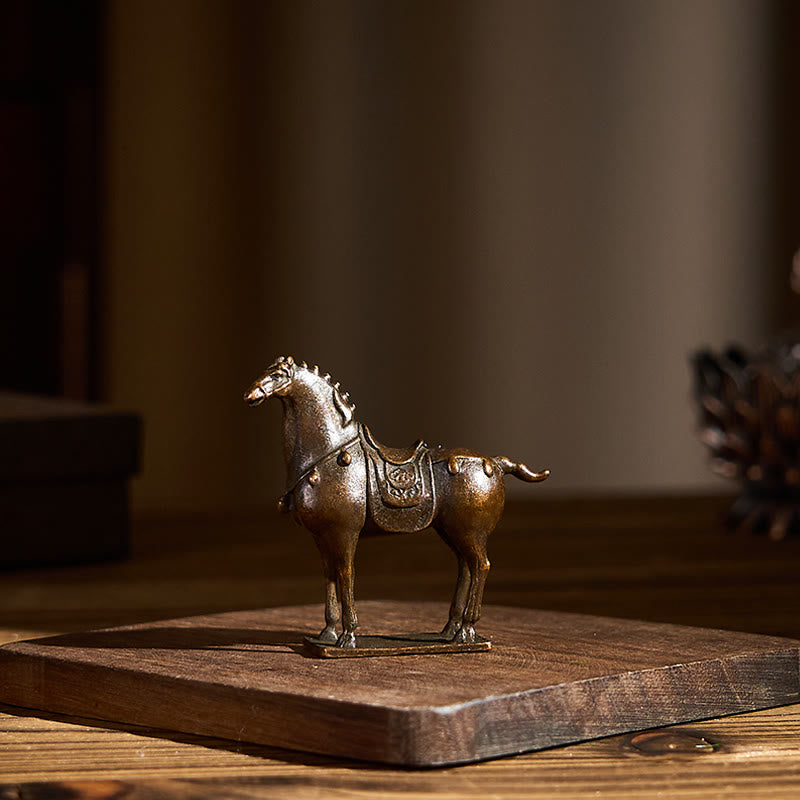 Buddha Stones Ancient Brown Year of the Horse Alloy Home Decoration 5.8*4.7 cm - image 6