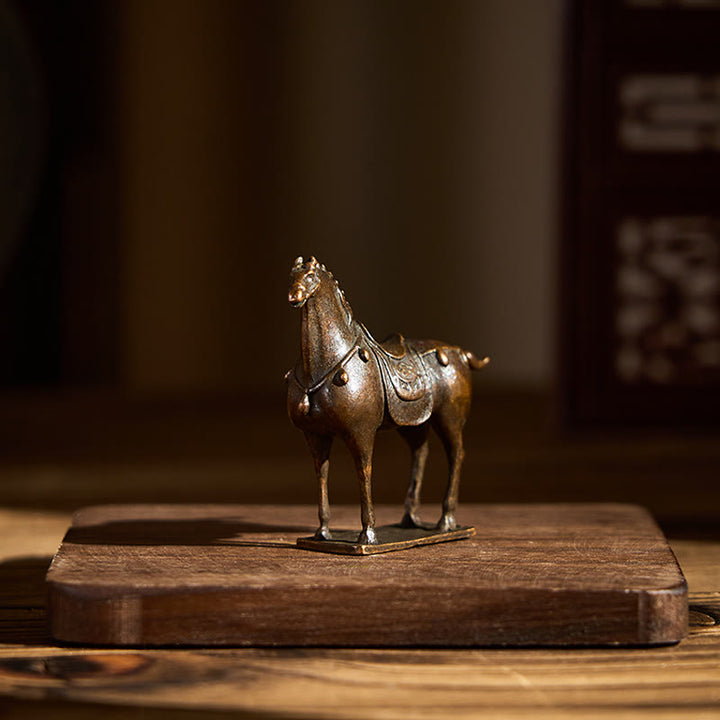 Buddha Stones Ancient Brown Year of the Horse Alloy Home Decoration 5.8*4.7 cm - image 3