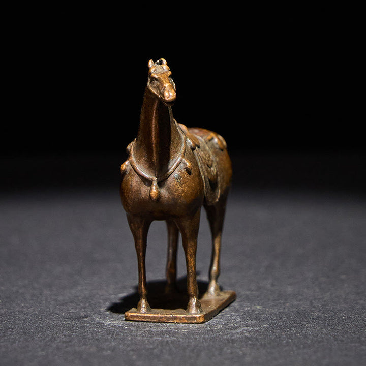 Buddha Stones Ancient Brown Year of the Horse Alloy Home Decoration 5.8*4.7 cm - image 3