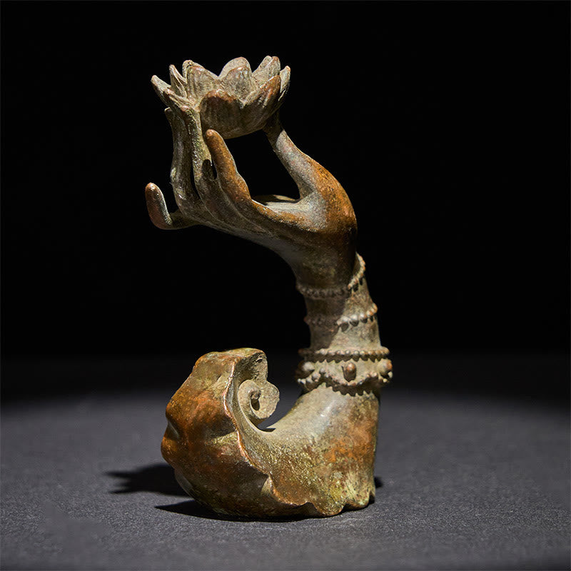 Buddha Stones Classic Buddha's Hand Lotus Alloy Home Decoration 4.7*2.9*8.4 cm - image 1