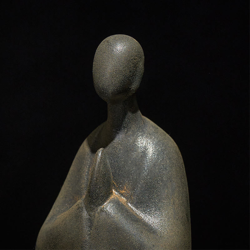 Buddha Stones Handmade Formless Buddha Iron Powder Rust Cast Resin Statue Decoration 11.5*9*6.5 cm - image 5