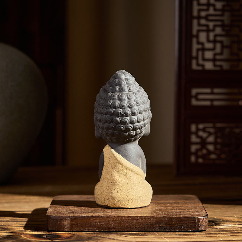 Buddha Stones Tathagata Buddha Symbol Design Purple Clay Serenity Desk Decoration - image 5