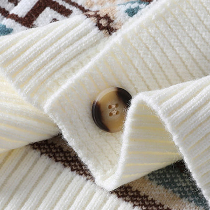 Buddha Stones Jacquard Ethnic Long Sleeve Men's Knitted Sweater With Pockets - image 6