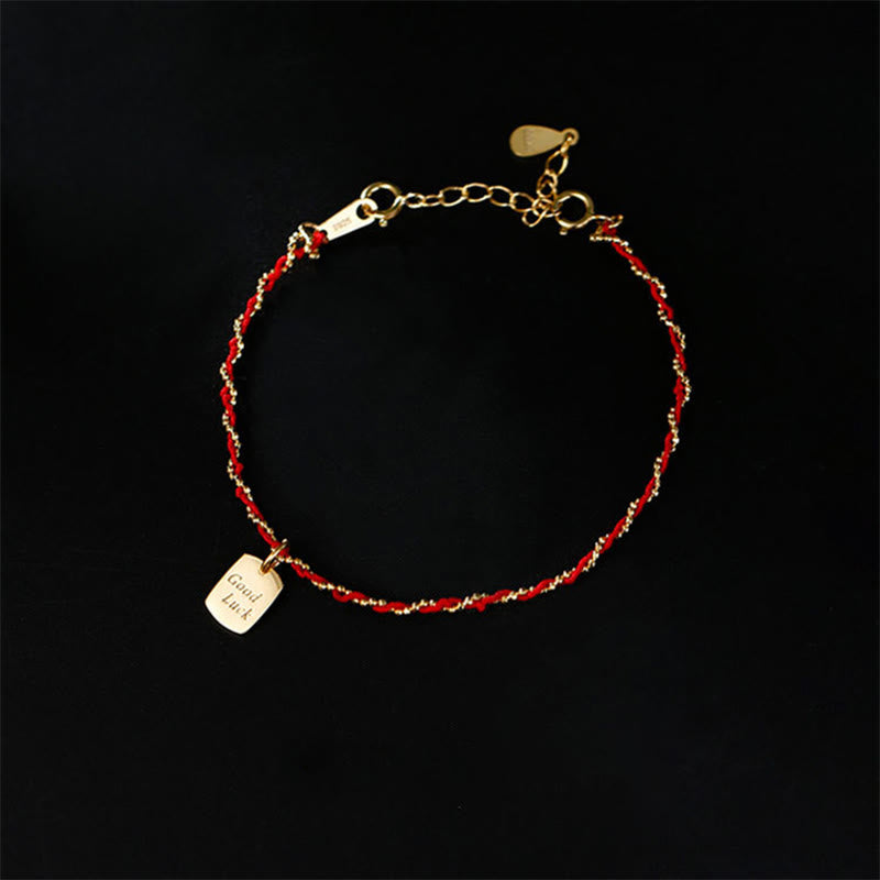 Buddha Stones 925 Sterling Silver Red String Good Luck Bracelet  - Red String & 925 Sterling Silver(Wrist Circumference: 22-26cm) - image 0