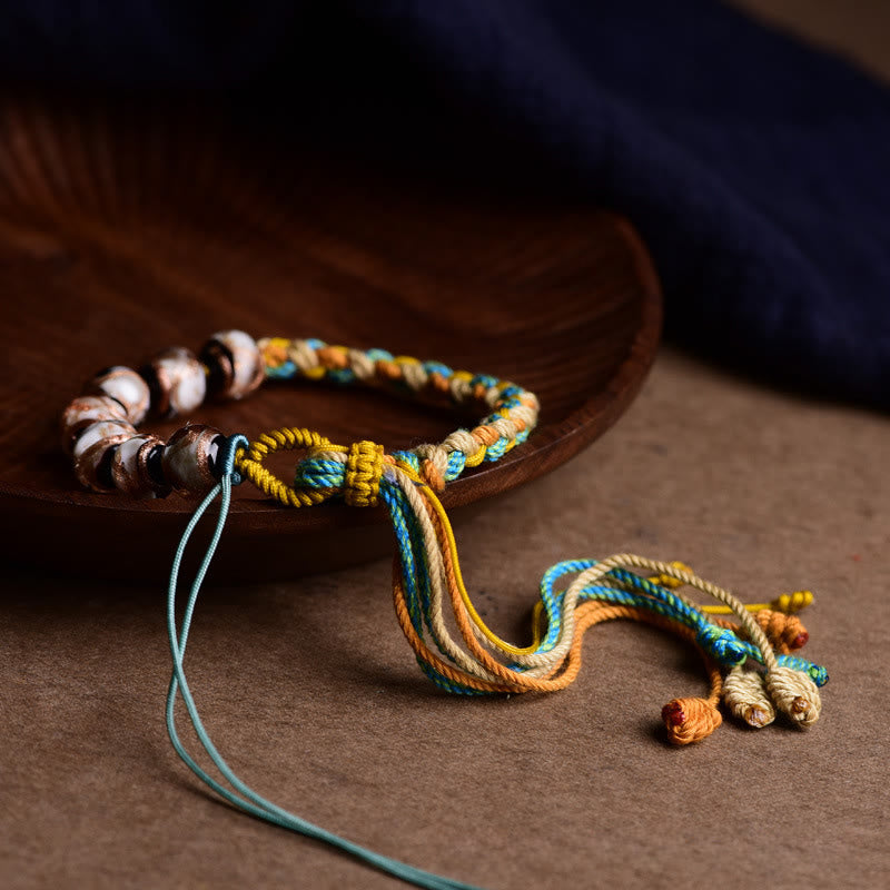 Buddha Stones Tibet Liuli Glass Wishing Health And Safety String Bracelet - image 9