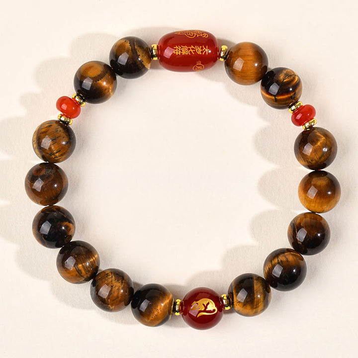 Buddha Stones 12 Chinese Zodiac Natural Tiger Eye Red Agate Protection Bracelet - 10mm(Wrist Circumference 16-17cm) - Rat - image 20