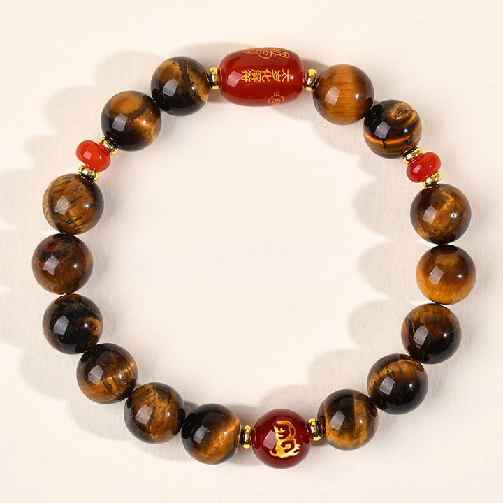 Buddha Stones 12 Chinese Zodiac Natural Tiger Eye Red Agate Protection Bracelet - 10mm(Wrist Circumference 16-17cm) - Monkey - image 29