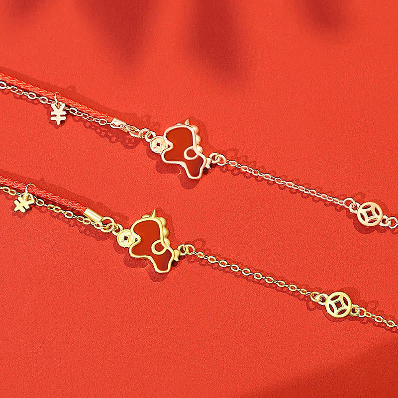 Buddha Stones 925 Sterling Silver Coin Red Agate Year Of The Horse Asymmetric Protection Earrings - image 13