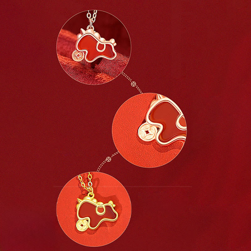 Buddha Stones 925 Sterling Silver Coin Red Agate Year Of The Horse Asymmetric Protection Earrings - image 21