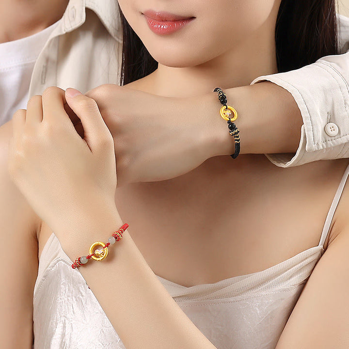 Buddha Stones 925 Sterling Silver Year Of The Horse Peace Buckle Balance String Couple Bracelet - image 13