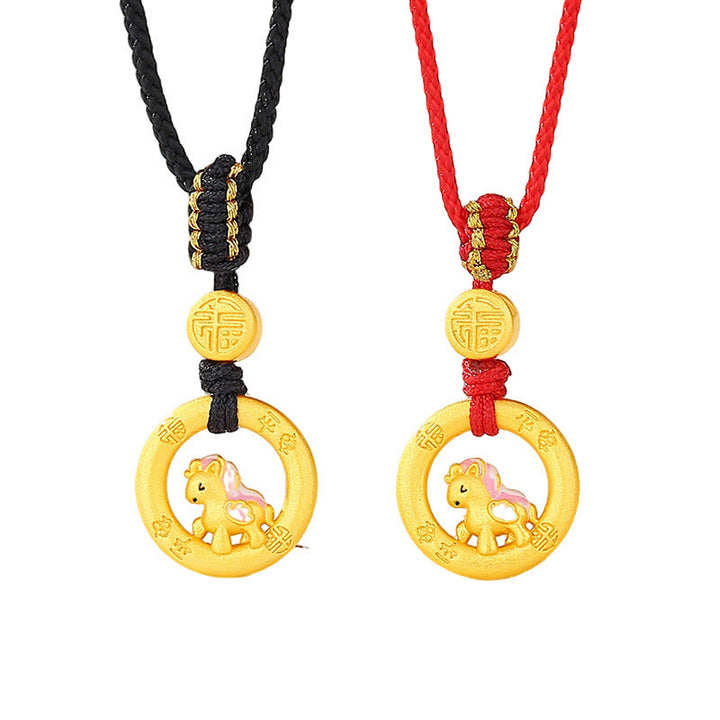 Buddha Stones 925 Sterling Silver Year Of The Horse Peace Buckle Balance String Couple Bracelet - image 22