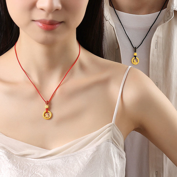 Buddha Stones 925 Sterling Silver Year Of The Horse Peace Buckle Fu Character Luck Necklace Pendant - image 14