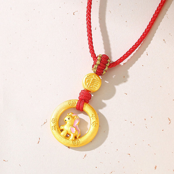 Buddha Stones 925 Sterling Silver Year Of The Horse Peace Buckle Balance String Couple Bracelet - Horse Red String Necklace - image 16