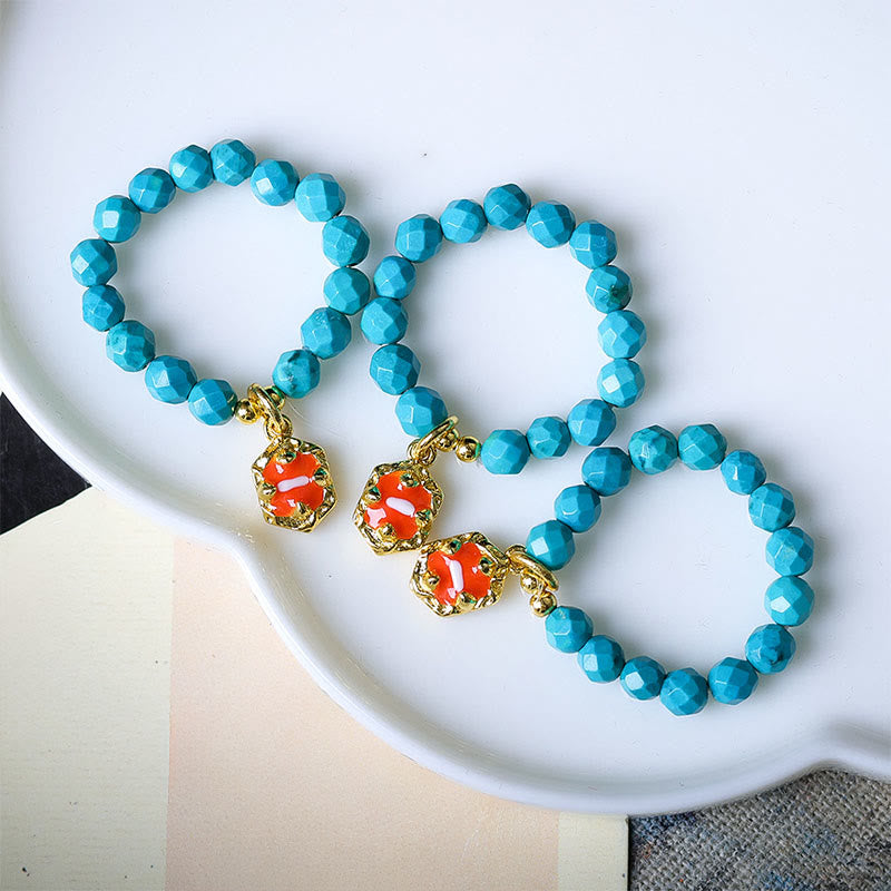 Buddha Stones 4mm Ultra-Fine Turquoise Faceted Bead Design Strength Elastic Ring - image 4