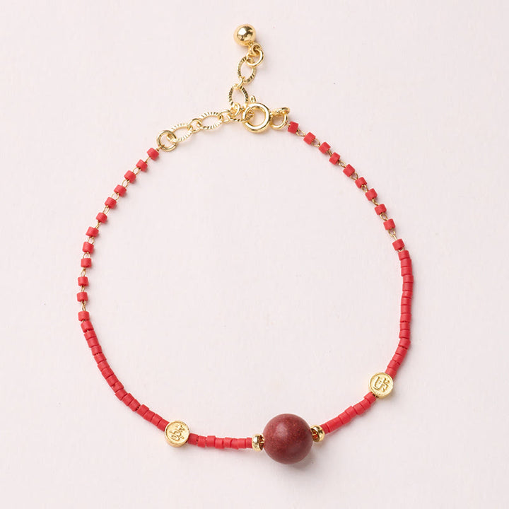 Buddha Stones 925 Sterling Silver Plated Gold Year of the Horse Red Liuli Glass Buddha Prosperity Bracelet - DarkRed Bead Bracelet - image 18