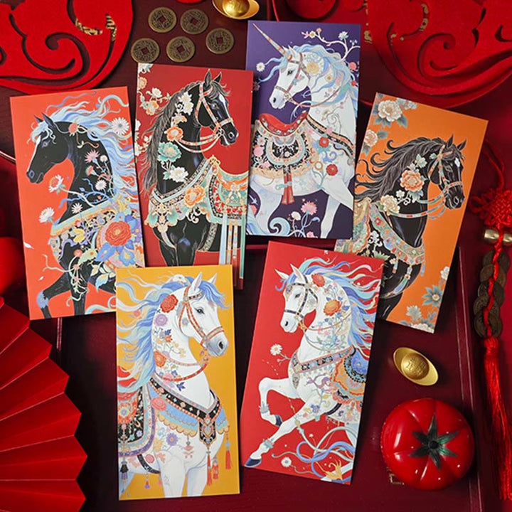 Buddha Stones 6pcs Colorful Chinese Red Envelope Year Of The Horse 2026 New Year - image 9