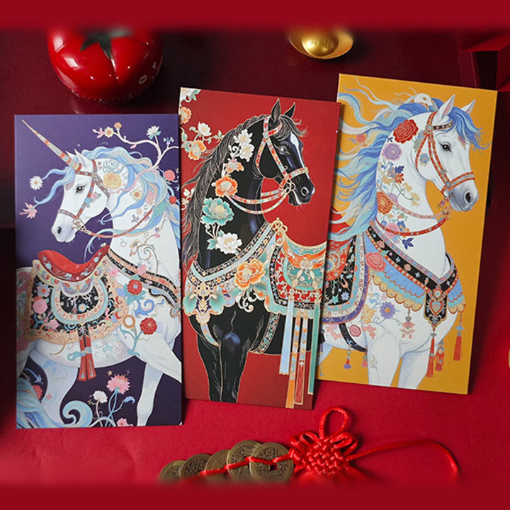 Buddha Stones 6pcs Colorful Chinese Red Envelope Year Of The Horse 2026 New Year - image 7