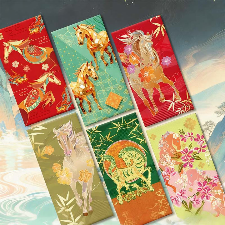 Buddha Stones 6pcs Multi-Color Chinese Red Envelope Get Rich Year Of The Horse 2026 New Year - image 22