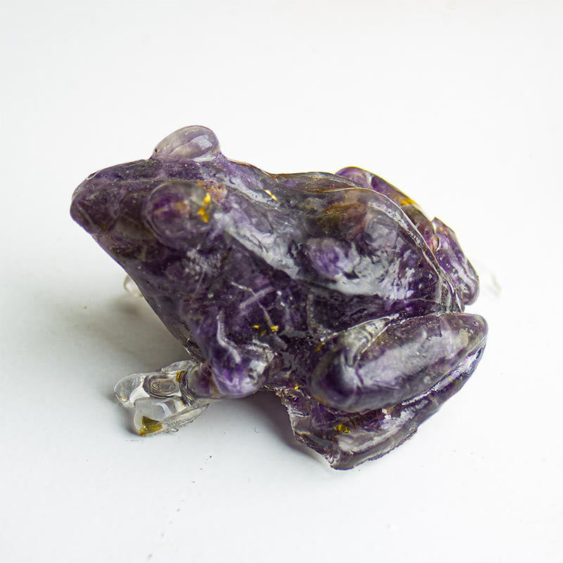 Buddha Stones Crystal Drip Resin Small Frog Passion Decoration Statue - Amethyst (65*55*38mm) - image 14