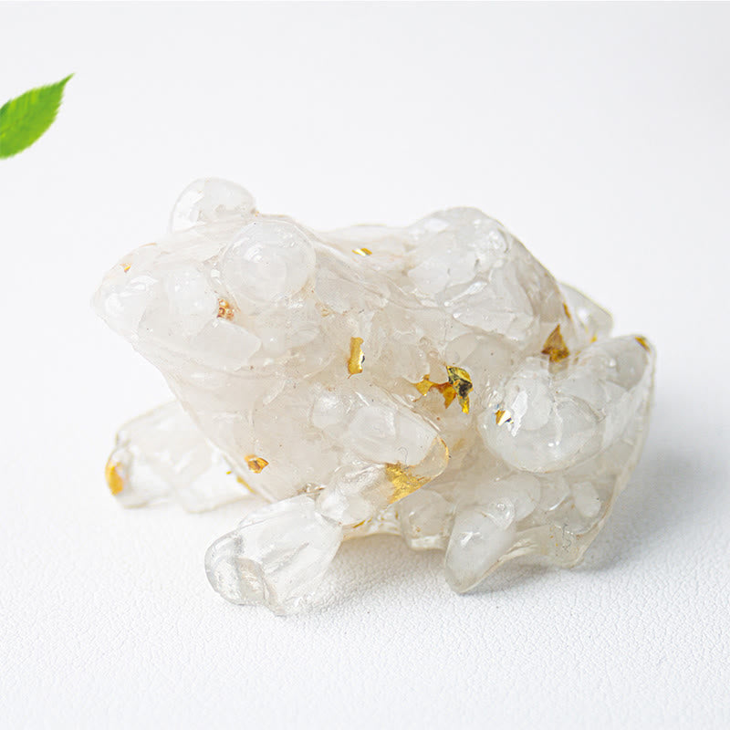 Buddha Stones Crystal Drip Resin Small Frog Passion Decoration Statue - White Turquoise(65*55*38mm) - image 2