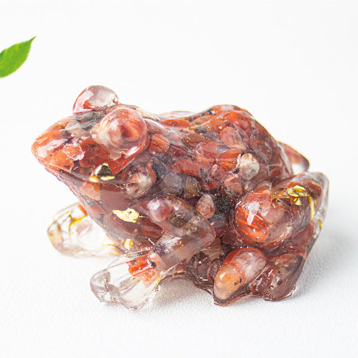 Buddha Stones Crystal Drip Resin Small Frog Passion Decoration Statue - Red Agate(65*55*38mm) - image 18