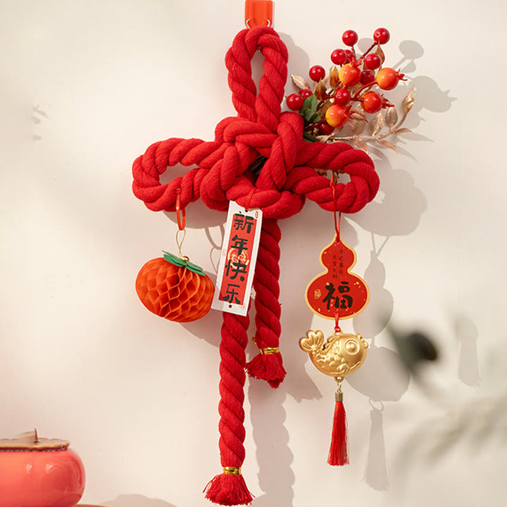 Buddha Stones Year of the Horse Dancing Lion Fu Character Chinese Knotting Fortune Decoration - Fish Medium Size 20*40 cm - image 8