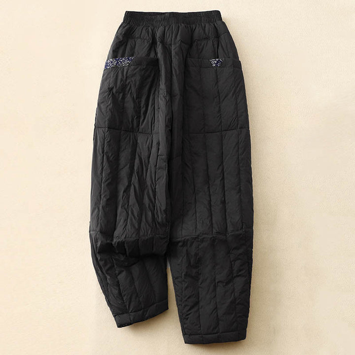 Buddha Stones Women's Winter Thermal Patchwork Cotton Pants With Pockets - Black - US8-10，UK/AU12-14，EU40-42 (2XL) - image 8