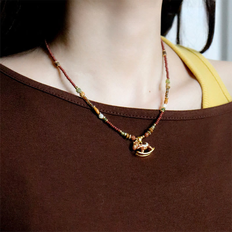 Buddha Stones Year Of The Horse Copper Tiger Eye Various Beads Balance Necklace Pendants - image 4