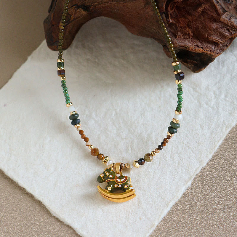 Buddha Stones Year Of The Horse Copper Tiger Eye Various Beads Balance Necklace Pendants - image 8