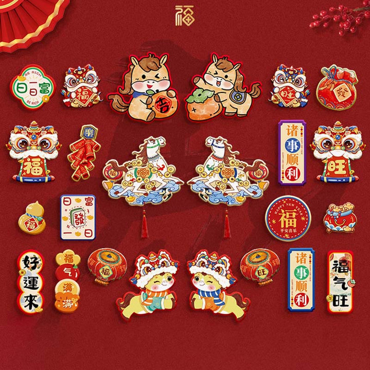 Buddha Stones Year of the Horse Refrigerator Fridge Full Magnet Back Blessings Decoration - 24Pcs Set 1&Set 3&Set 4 - image 16
