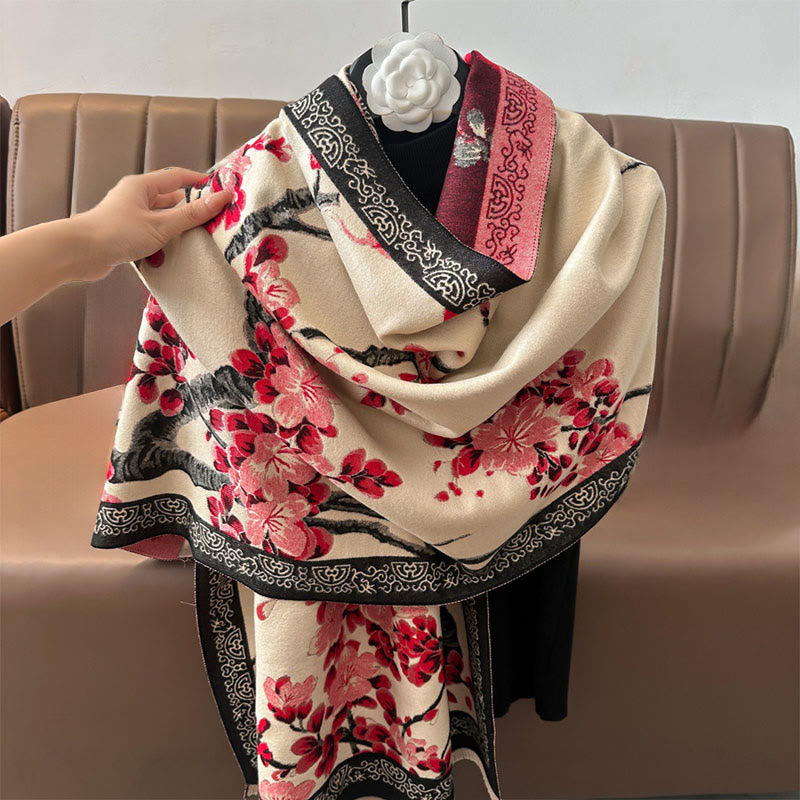 Buddha Stones Fall Peach Blossoms Branches Pattern Soft Scarf Shawl - image 4