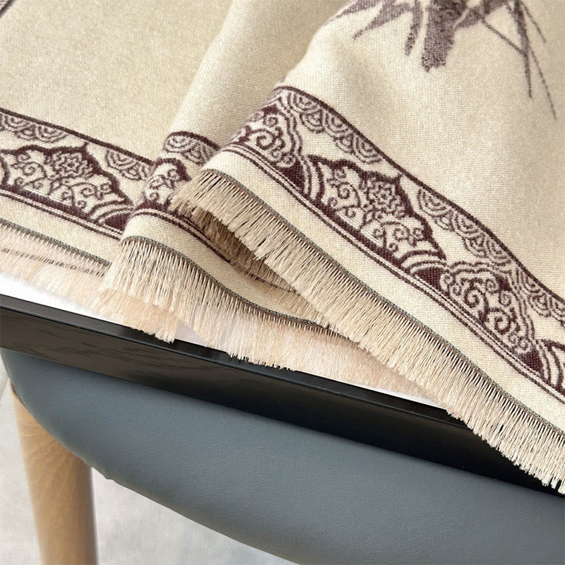 Buddha Stones Winter Birds Bamboo Leaves Vines Pattern Soft Scarf Shawl - image 16