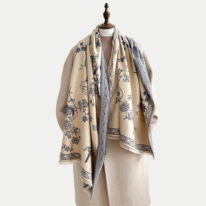 Buddha Stones Winter Birds Bamboo Leaves Vines Pattern Soft Scarf Shawl - image 20