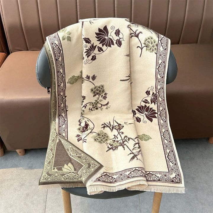 Buddha Stones Winter Birds Bamboo Leaves Vines Pattern Soft Scarf Shawl - image 14