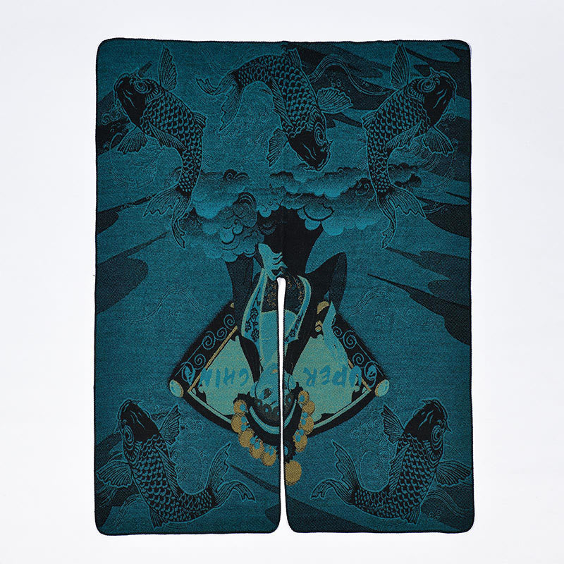 Buddha Stones Winter Koi Fish Waves Pattern Warm Cozy Scarf Shawl - image 11