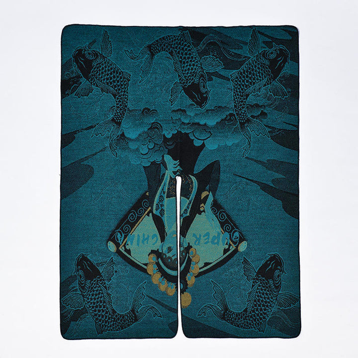 Buddha Stones Winter Koi Fish Waves Pattern Warm Cozy Scarf Shawl - image 11