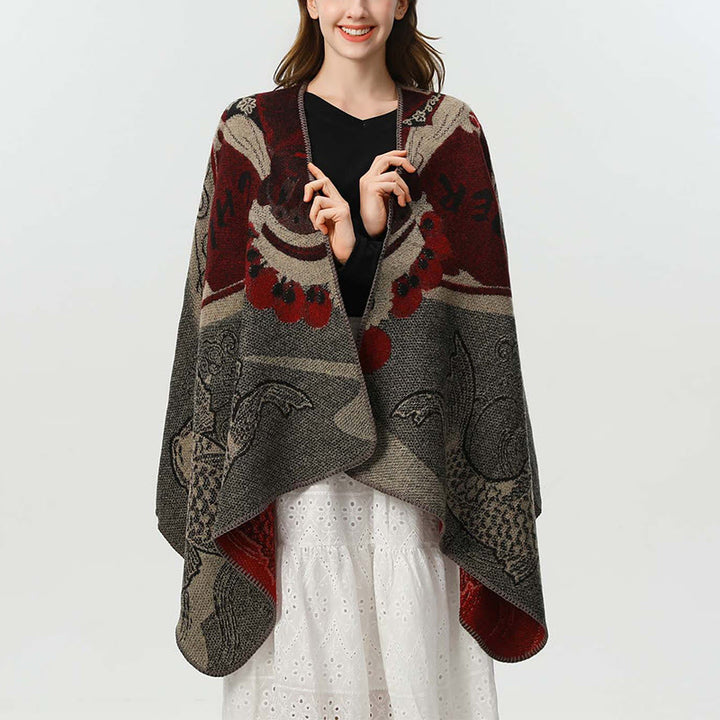 Buddha Stones Winter Koi Fish Waves Pattern Warm Cozy Scarf Shawl - image 5