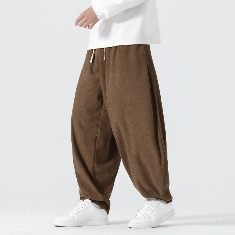 Buddha Stones Fall Solid Color Corduroy Men's Harem Pants With Pockets - SaddleBrown - US/UK/AU46，EU56 (5XL) - image 19