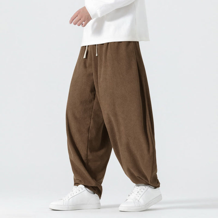 Buddha Stones Fall Solid Color Corduroy Men's Harem Pants With Pockets - SaddleBrown - US/UK/AU46，EU56 (5XL) - image 19