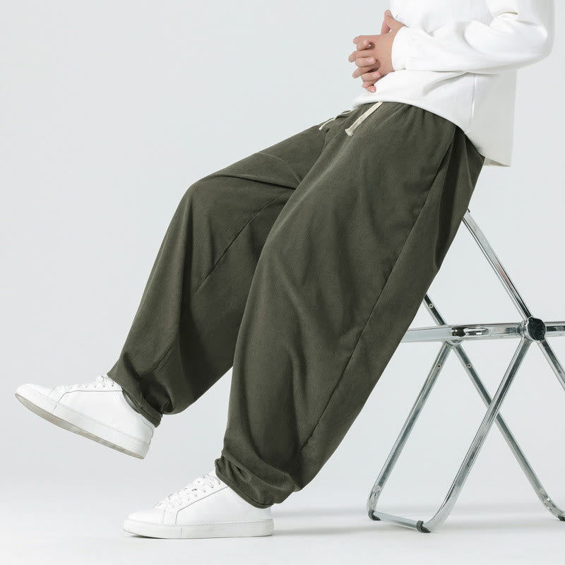 Buddha Stones Fall Solid Color Corduroy Men's Harem Pants With Pockets - image 5
