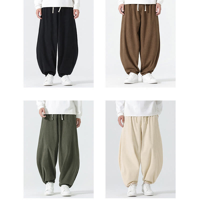 Buddha Stones Fall Solid Color Corduroy Men's Harem Pants With Pockets - image 23