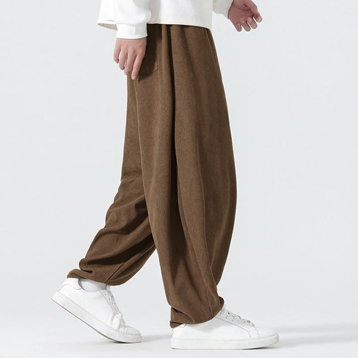 Buddha Stones Fall Solid Color Corduroy Men's Harem Pants With Pockets - image 22