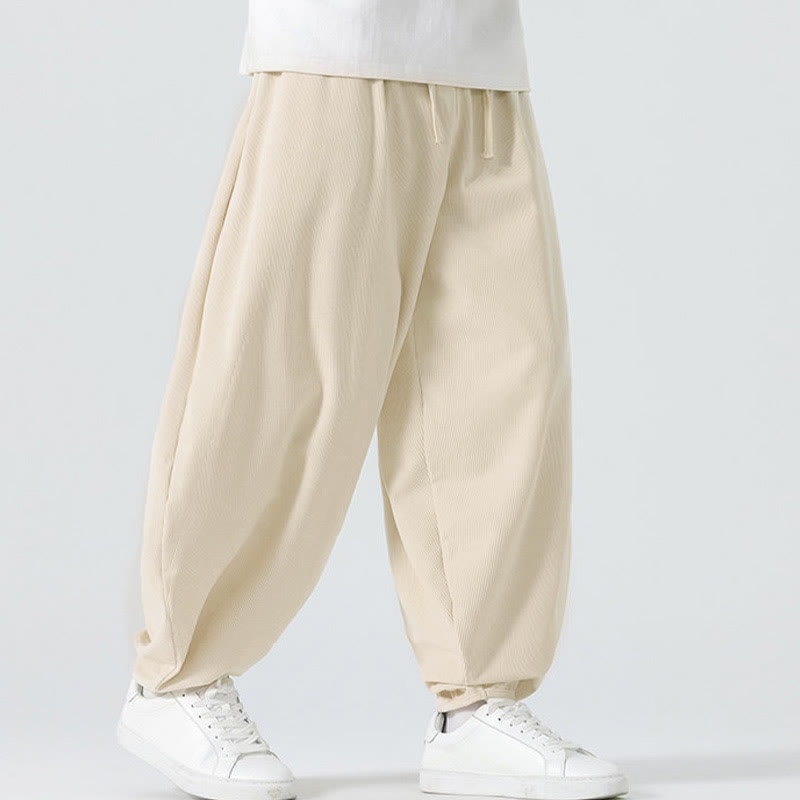 Buddha Stones Fall Solid Color Corduroy Men's Harem Pants With Pockets - image 12