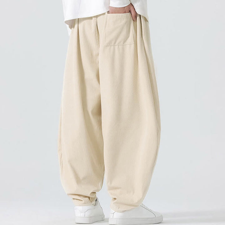 Buddha Stones Fall Solid Color Corduroy Men's Harem Pants With Pockets - image 13
